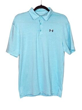 Under Armour The Playoff Polo Golf Wear Lightweight Aqua Blue Moisture Wicking S